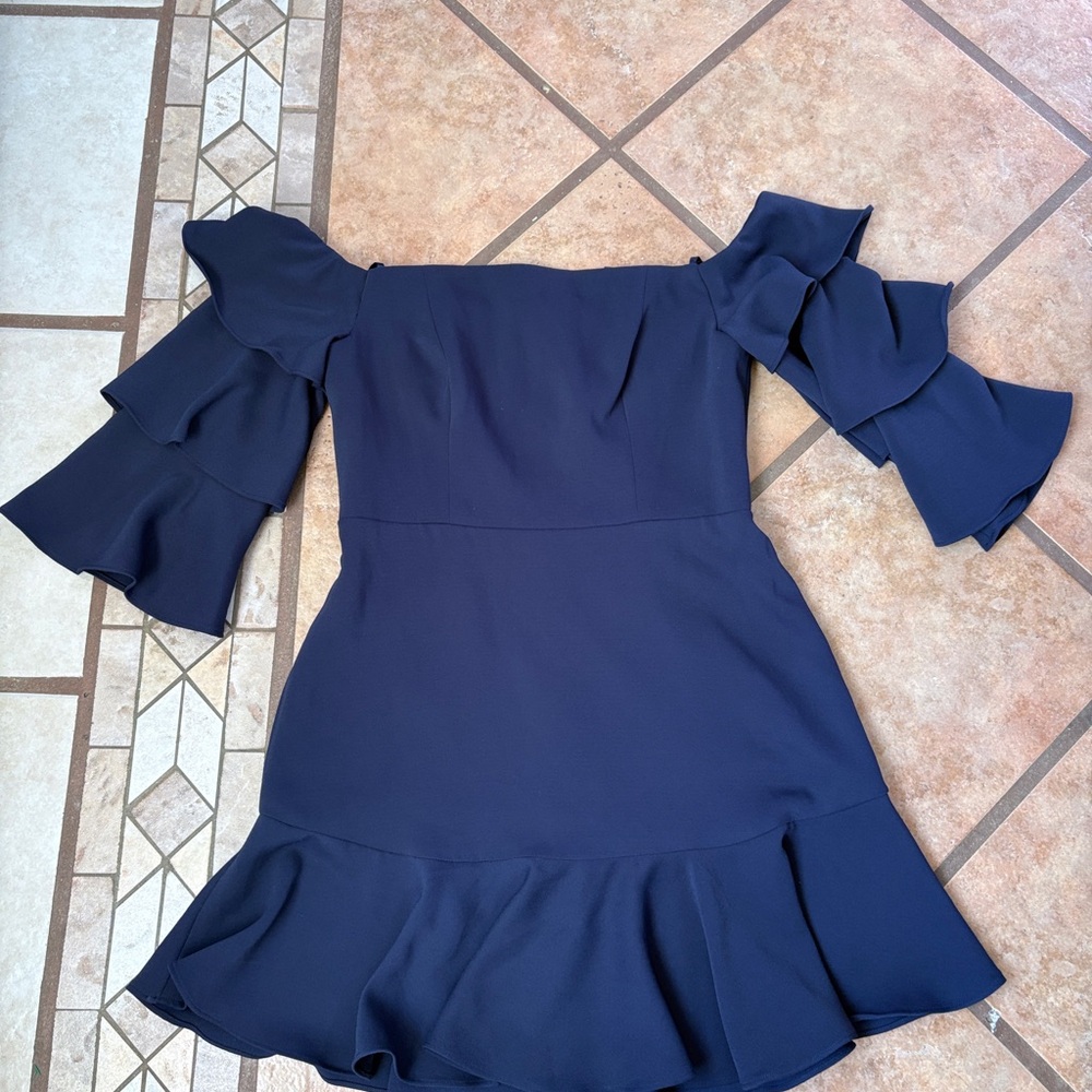 BCBGMaxAzria Dark Navy Off-Shoulder Dress size 8